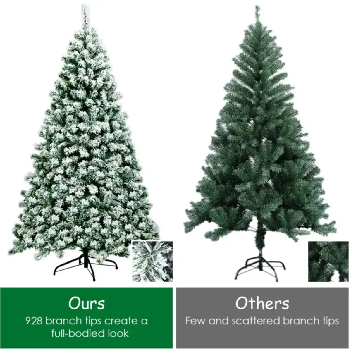 Hivvago 6 Feet Pre-Lit Premium Snow Flocked Hinged Artificial Christmas Tree