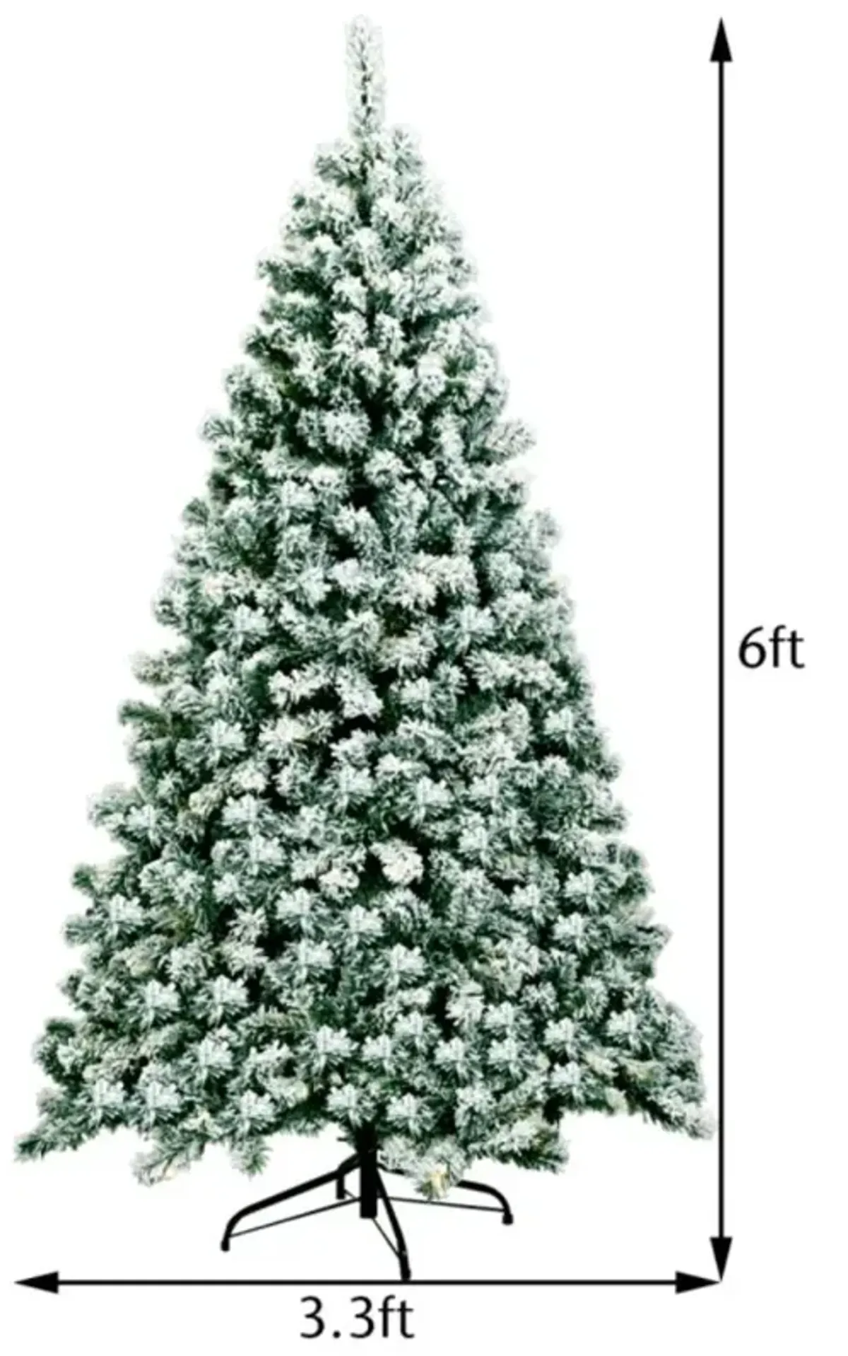 Hivvago 6 Feet Pre-Lit Premium Snow Flocked Hinged Artificial Christmas Tree