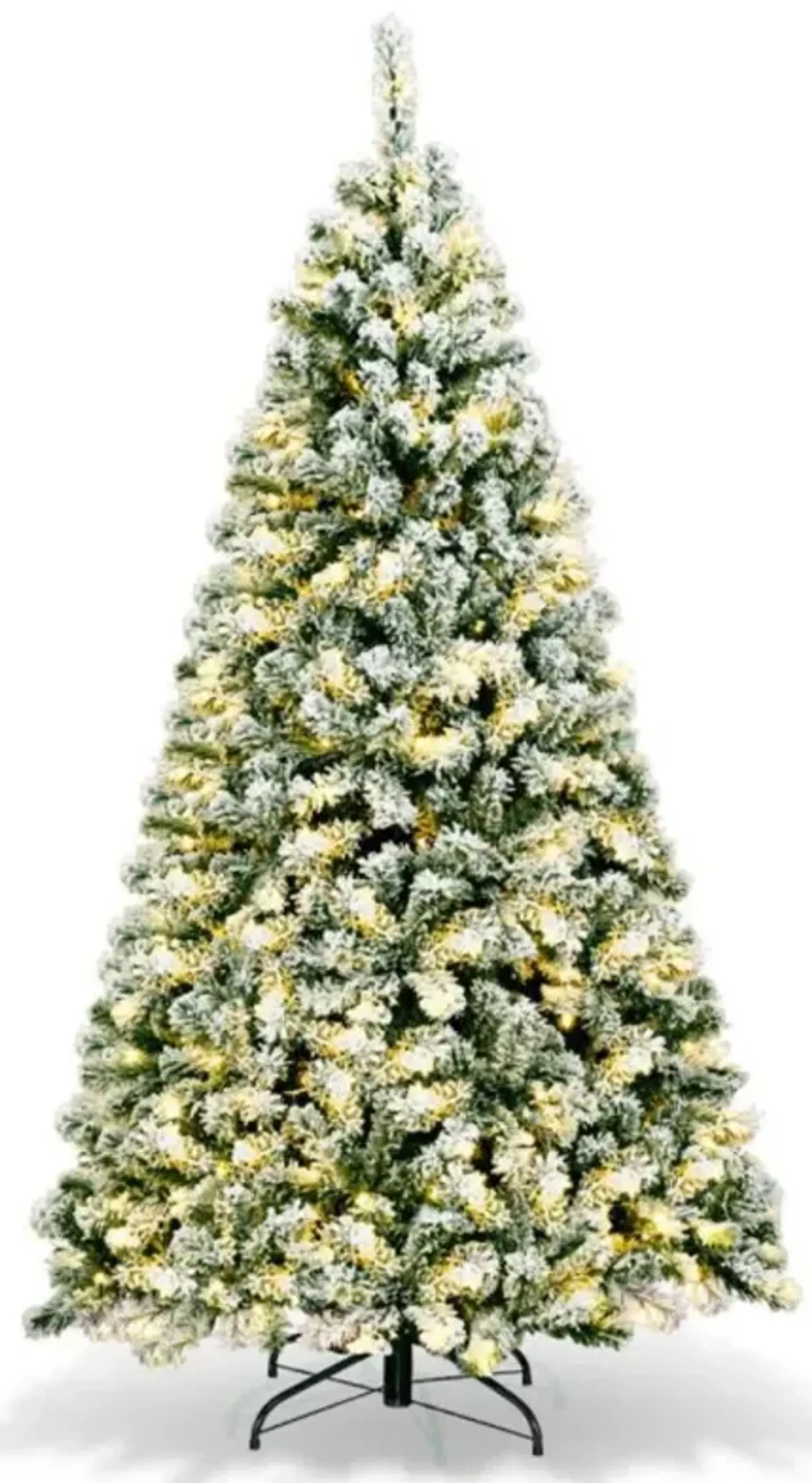 Hivvago 6 Feet Pre-Lit Premium Snow Flocked Hinged Artificial Christmas Tree