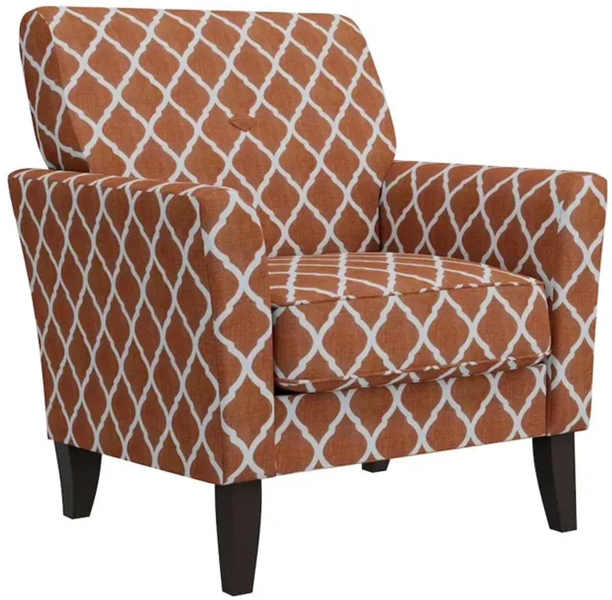 HL Home Furnishings Alex Transitional Flared Arm Armchair in Orange Trellis