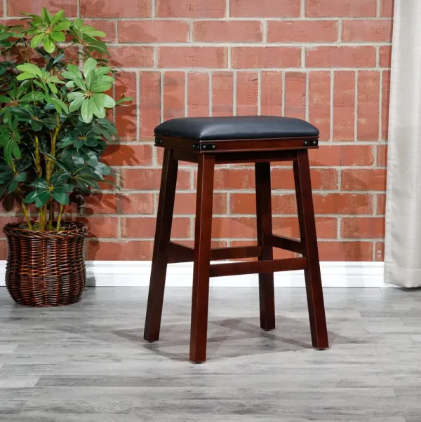 Streamdale 30" Barstool, Espresso Finish, Black Leather Seat