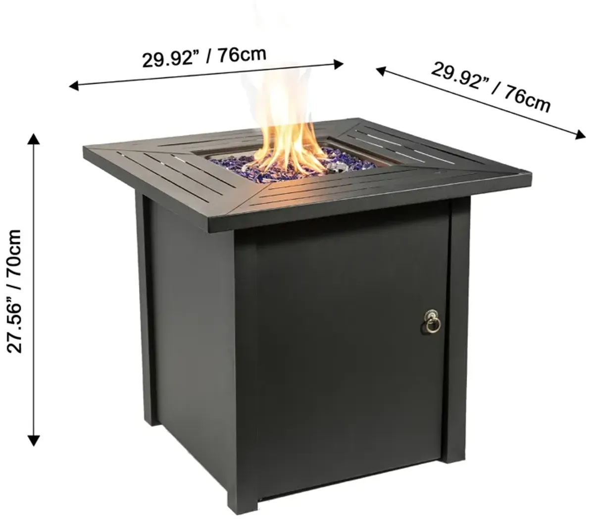 Teamson Home Outdoor Square 29" Propane Gas Fire Pit with Steel Base