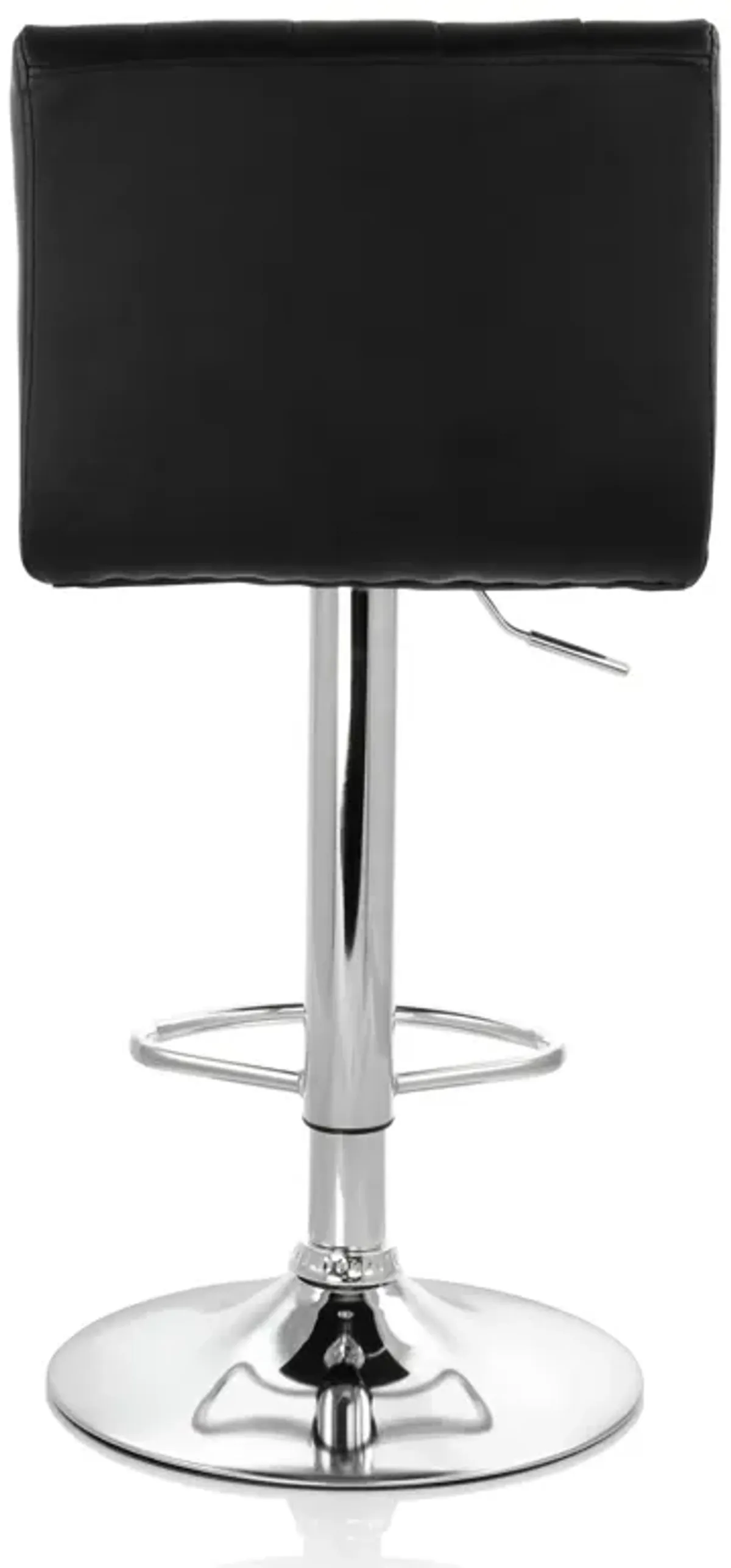 Elama 2 Piece Tufted Faux Leather Adjustable Bar Stool in Black with Chrome Base