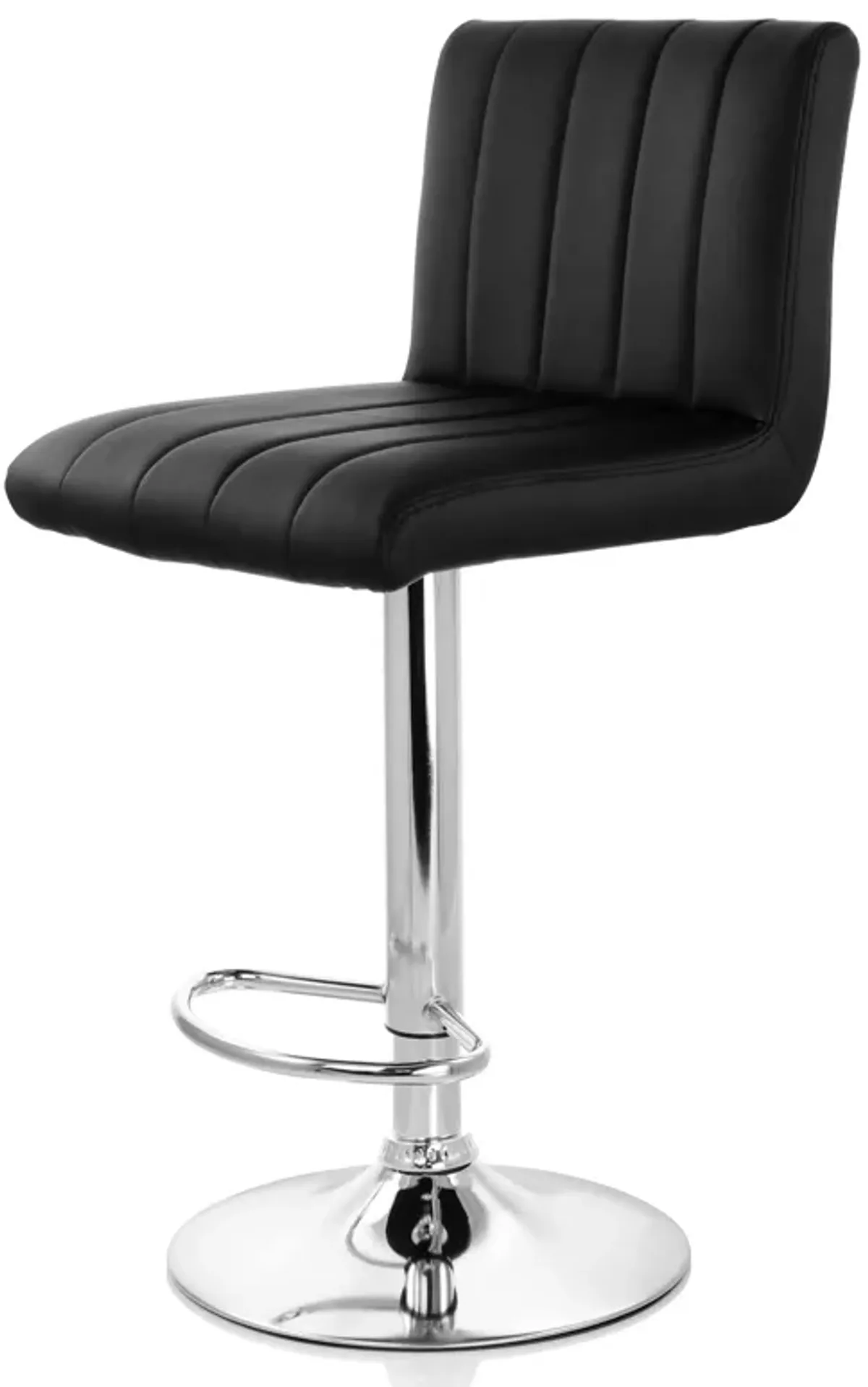 Elama 2 Piece Tufted Faux Leather Adjustable Bar Stool in Black with Chrome Base