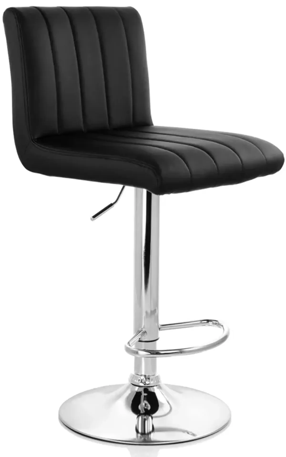 Elama 2 Piece Tufted Faux Leather Adjustable Bar Stool in Black with Chrome Base