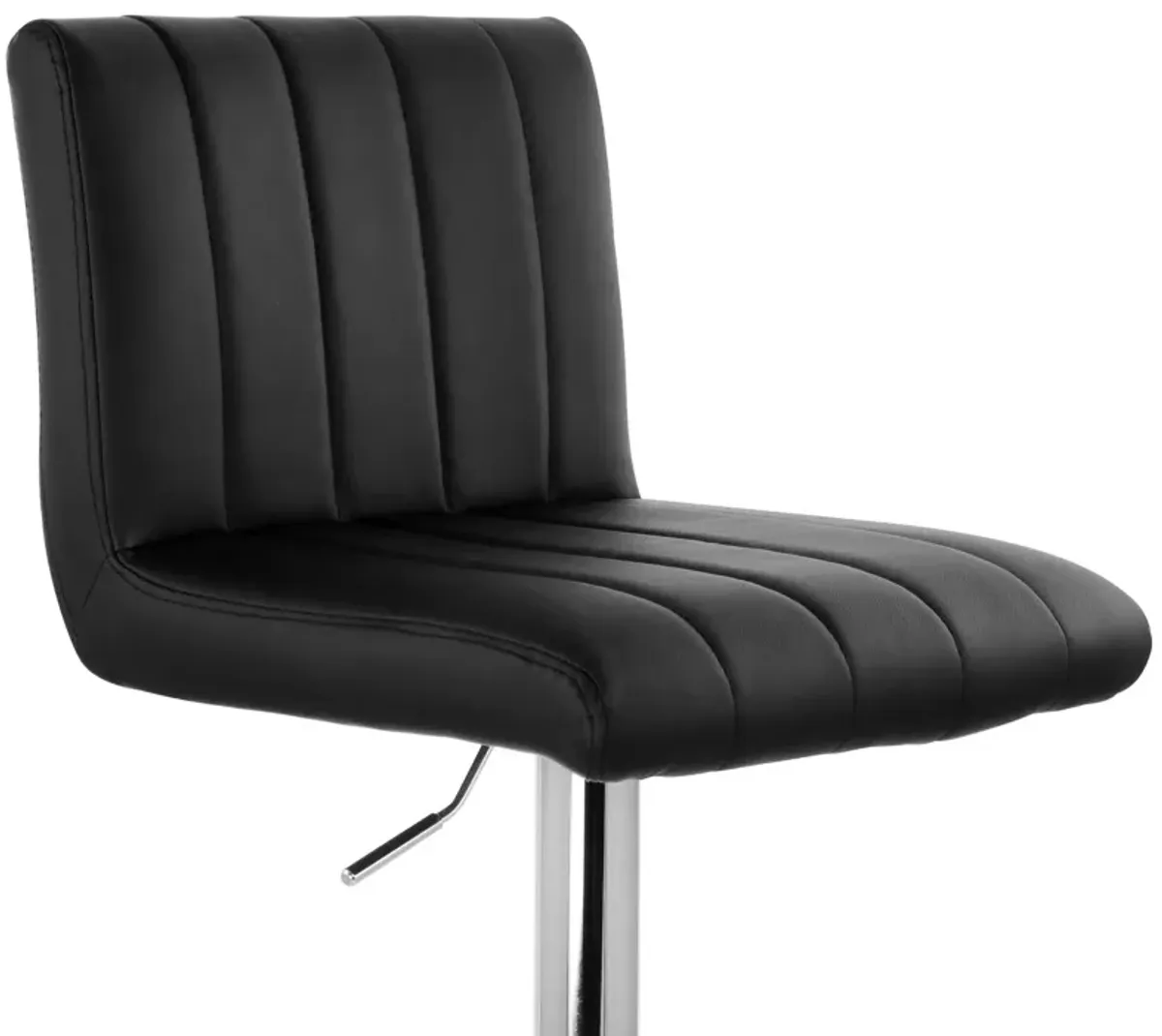 Elama 2 Piece Tufted Faux Leather Adjustable Bar Stool in Black with Chrome Base