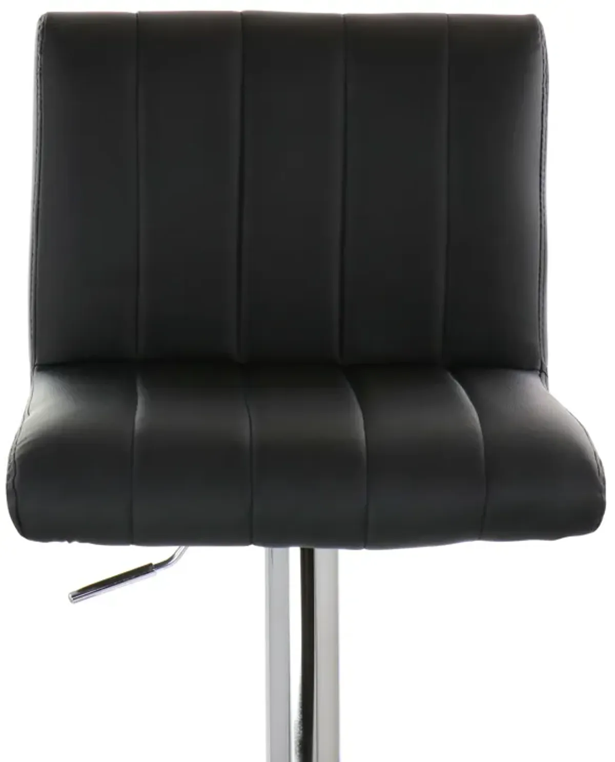 Elama 2 Piece Tufted Faux Leather Adjustable Bar Stool in Black with Chrome Base