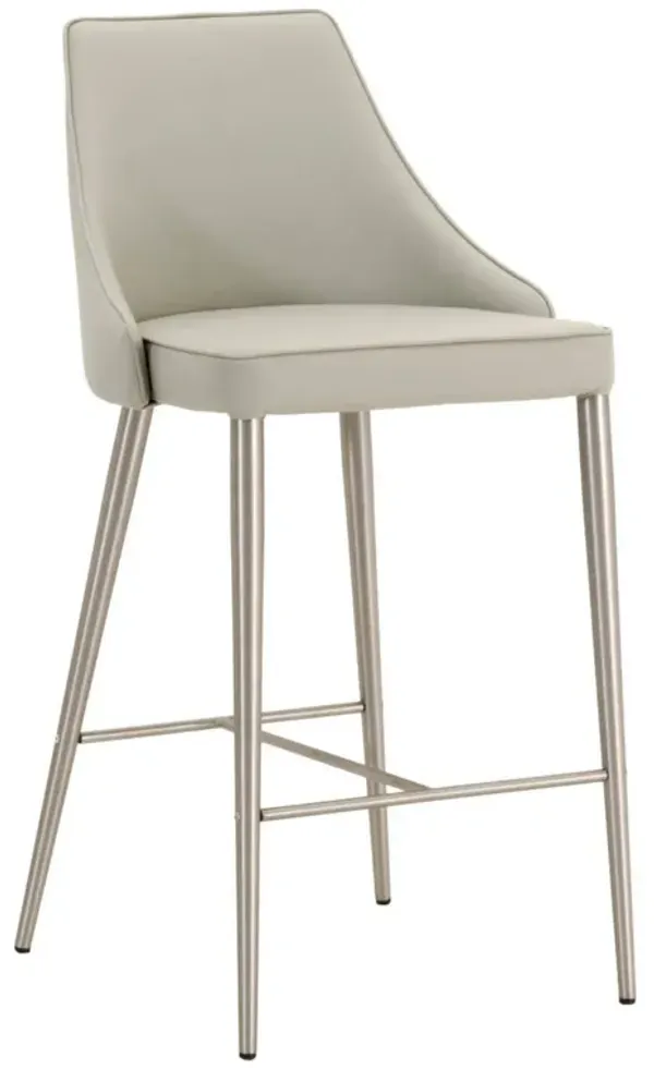 Upholstered Counter Height Stool With Footrest Light Gray-Benzara
