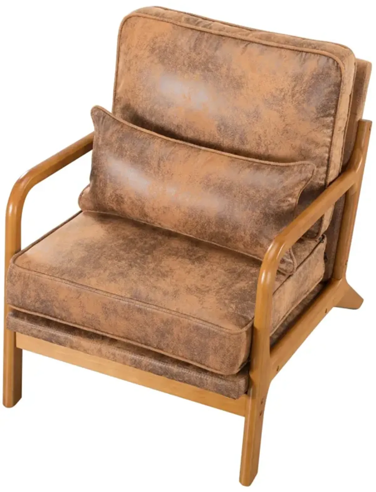 Faux Leather Arm Chair with Solid Wood Leg