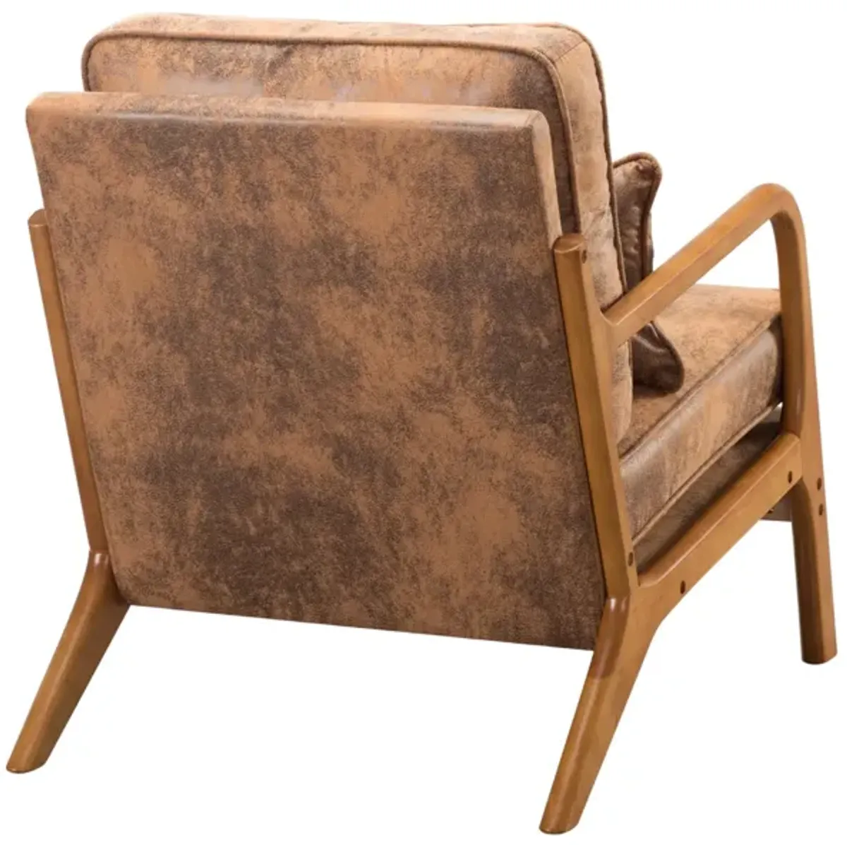 Faux Leather Arm Chair with Solid Wood Leg