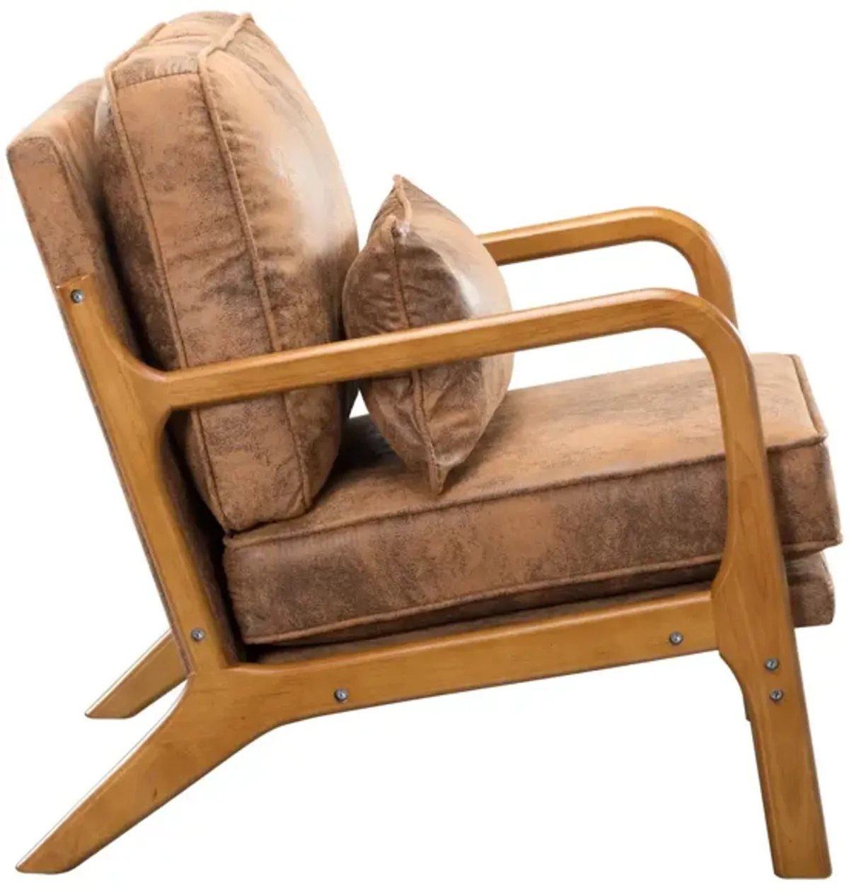 Faux Leather Arm Chair with Solid Wood Leg