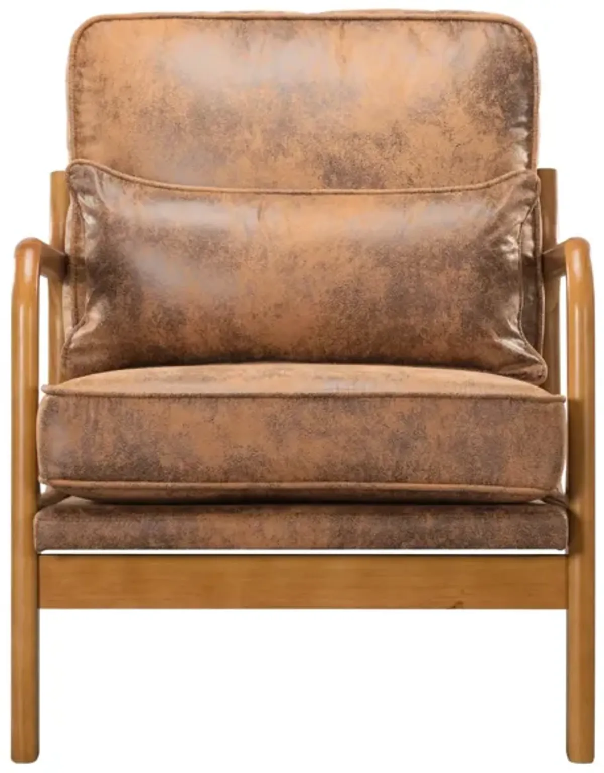 Faux Leather Arm Chair with Solid Wood Leg