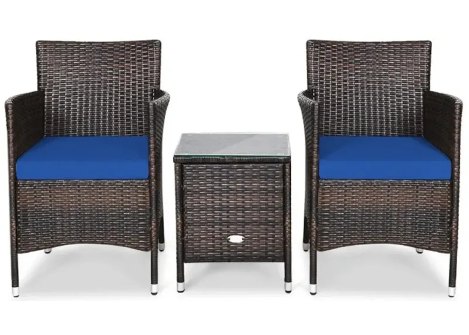 Hivvago 3 Pieces Ergonomic Wicker Patio Conversation Set