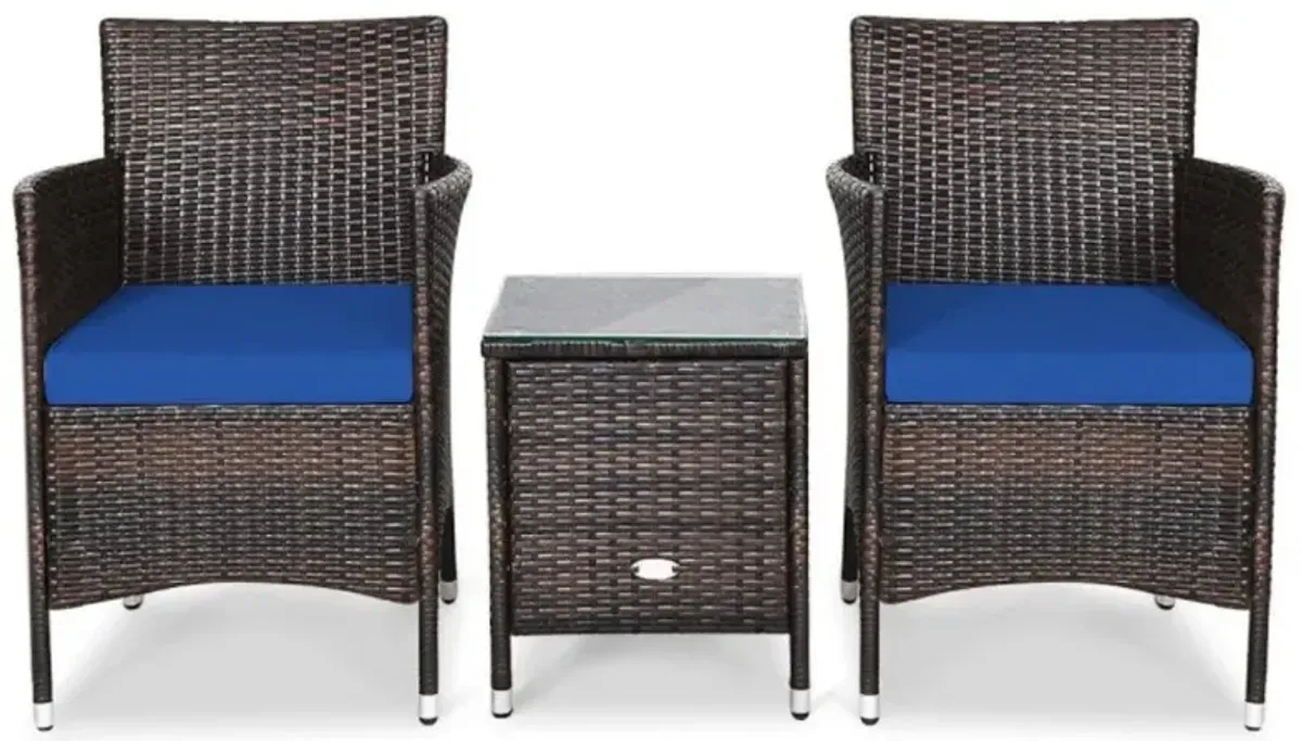 Hivvago 3 Pieces Ergonomic Wicker Patio Conversation Set