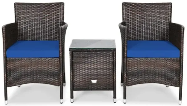 Hivvago 3 Pieces Ergonomic Wicker Patio Conversation Set