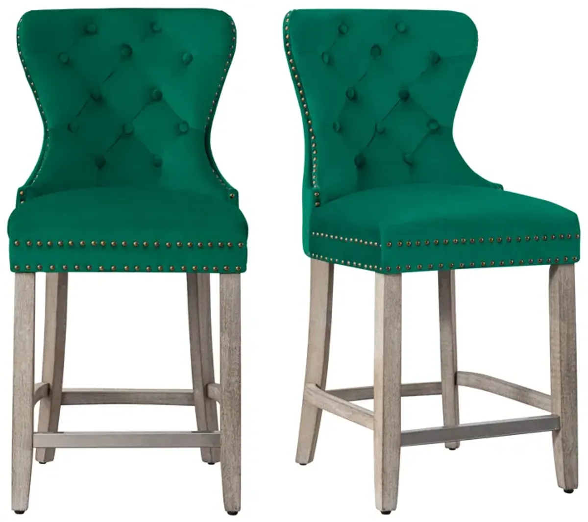 WestinTrends 24" Tufted Velvet Counter Stool (Set of 2)