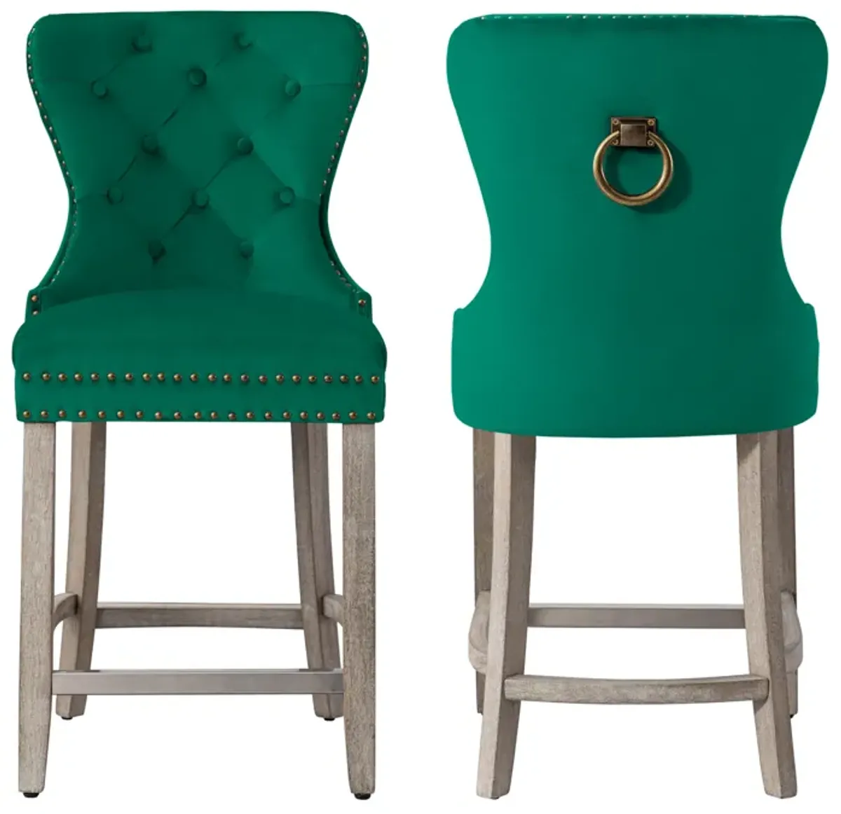 WestinTrends 24" Tufted Velvet Counter Stool (Set of 2)