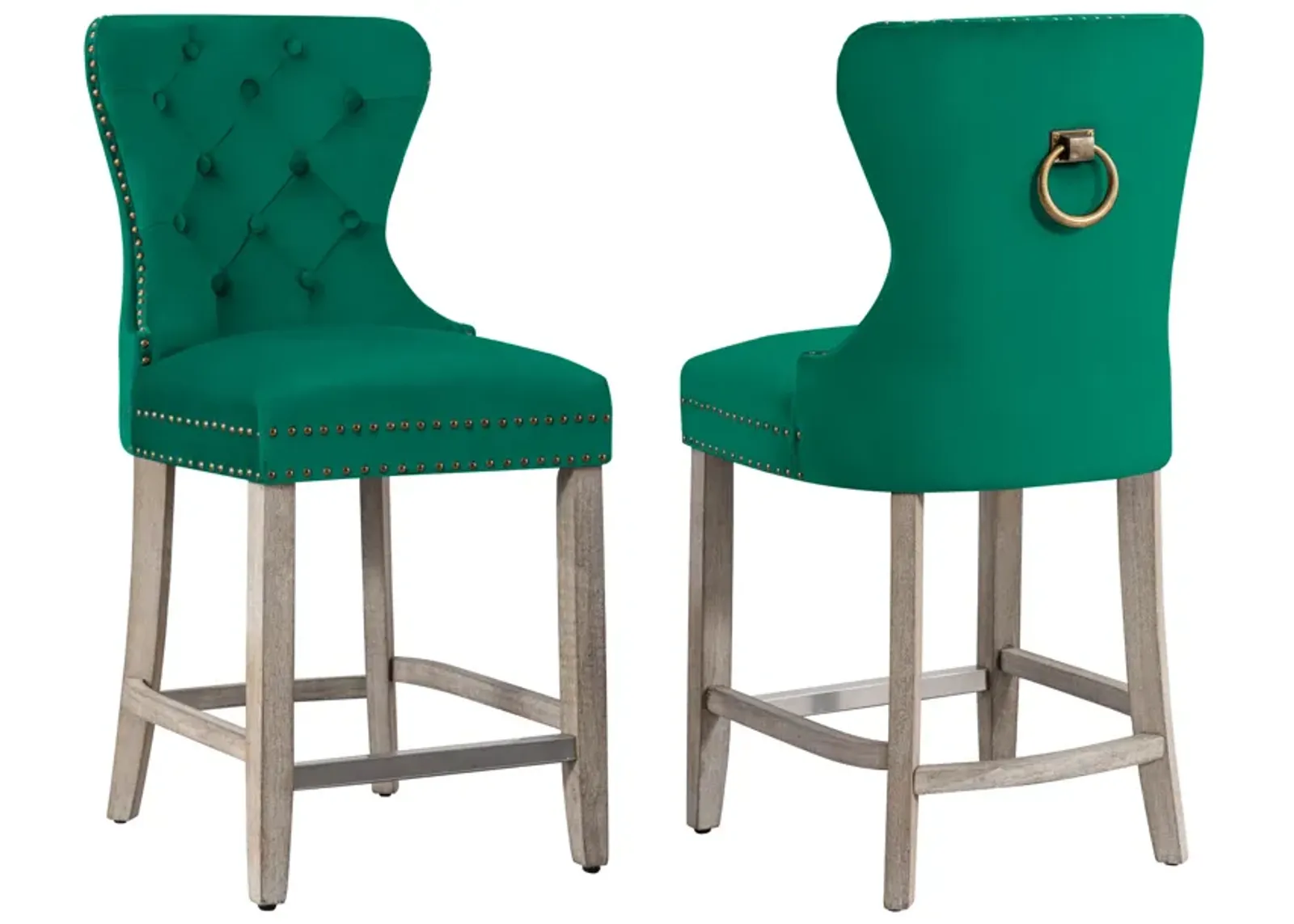 WestinTrends 24" Tufted Velvet Counter Stool (Set of 2)