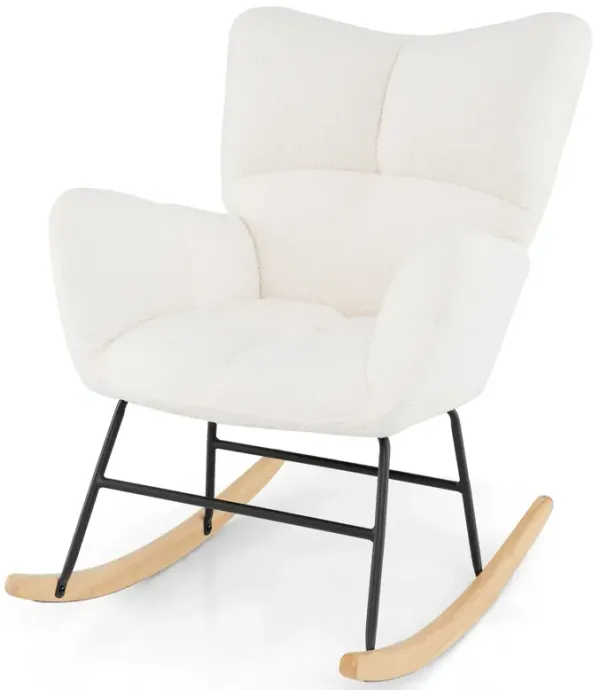 Rocking Chair with Comfy Backrest and Armrest For Living Room