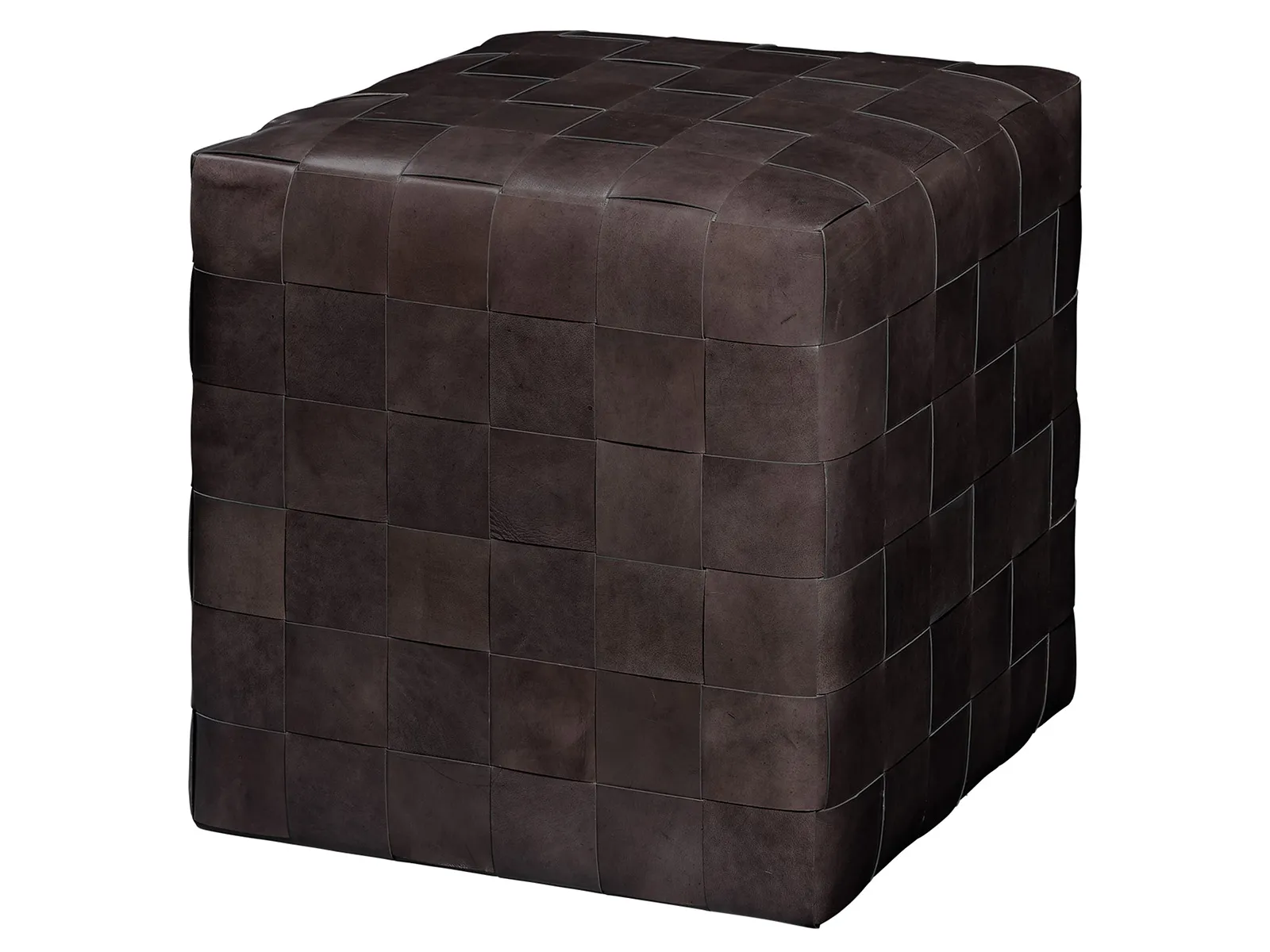 Woven Leather Ottoman