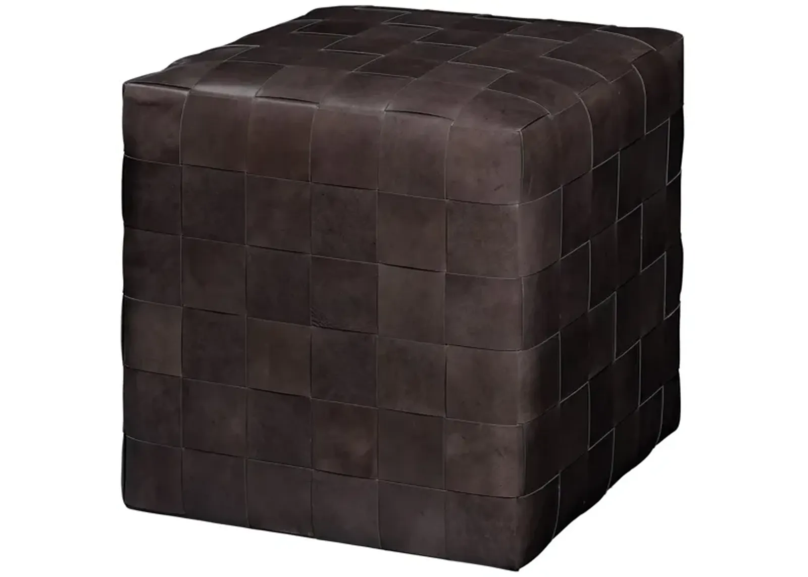 Woven Leather Ottoman