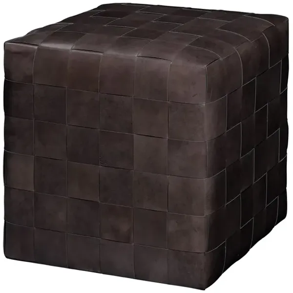 Woven Leather Ottoman