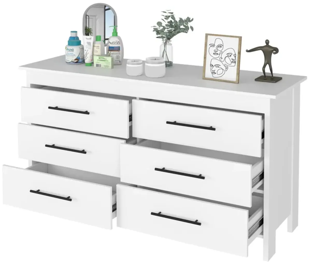 6 Drawer Double Dresser Wezz, Bedroom, White