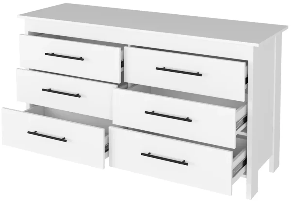 6 Drawer Double Dresser Wezz, Bedroom, White