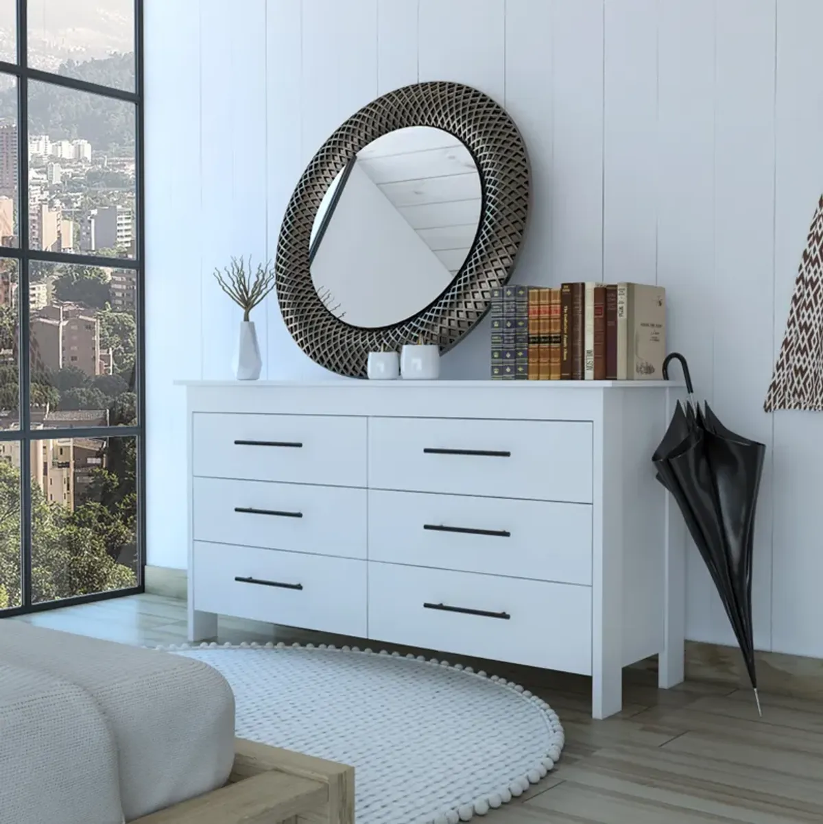 6 Drawer Double Dresser Wezz, Bedroom, White