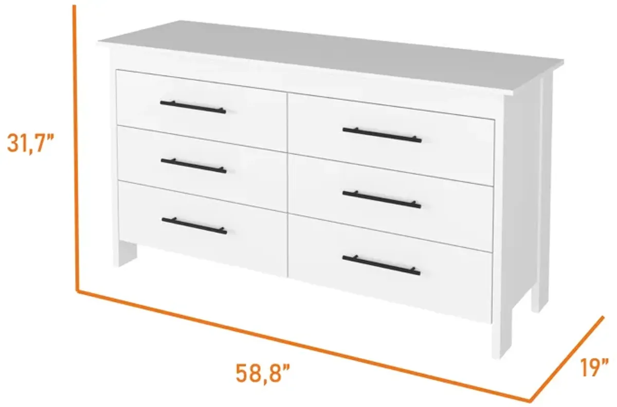 6 Drawer Double Dresser Wezz, Bedroom, White