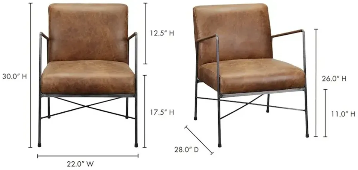 Moe's Home Collection DAGWOOD LEATHER ARM CHAIR BROWN