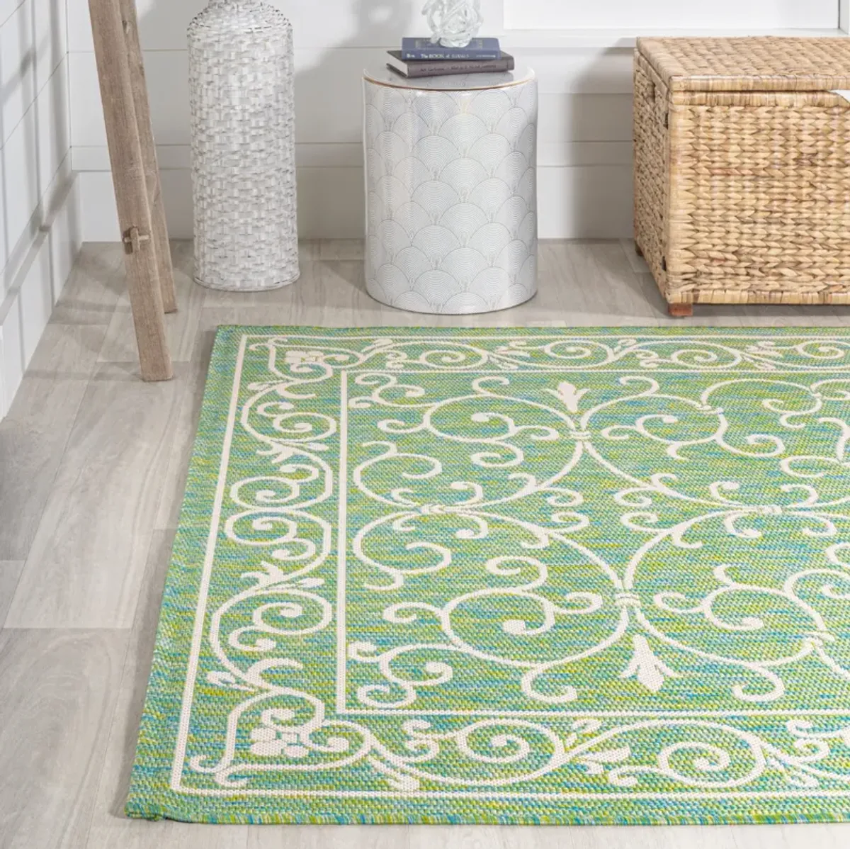 Charleston Vintage Filigree Textured Weave Indoor/Outdoor Area Rug