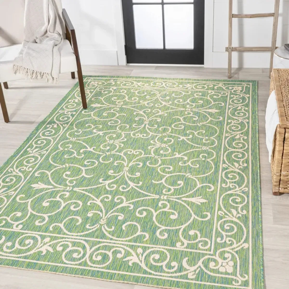 Charleston Vintage Filigree Textured Weave Indoor/Outdoor Area Rug