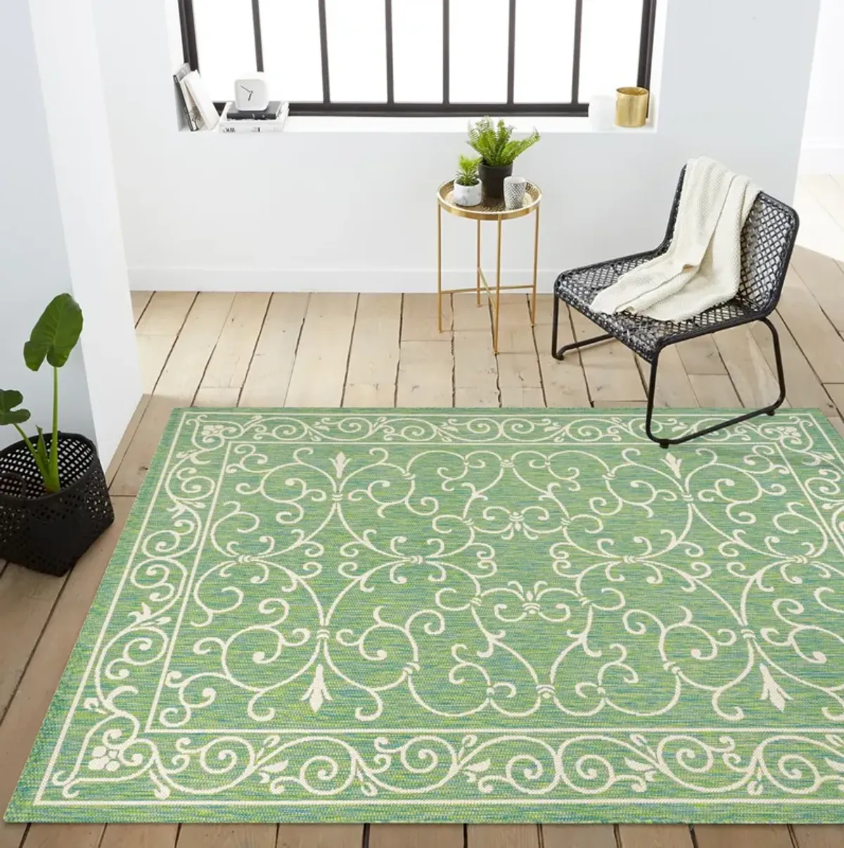 Charleston Vintage Filigree Textured Weave Indoor/Outdoor Area Rug