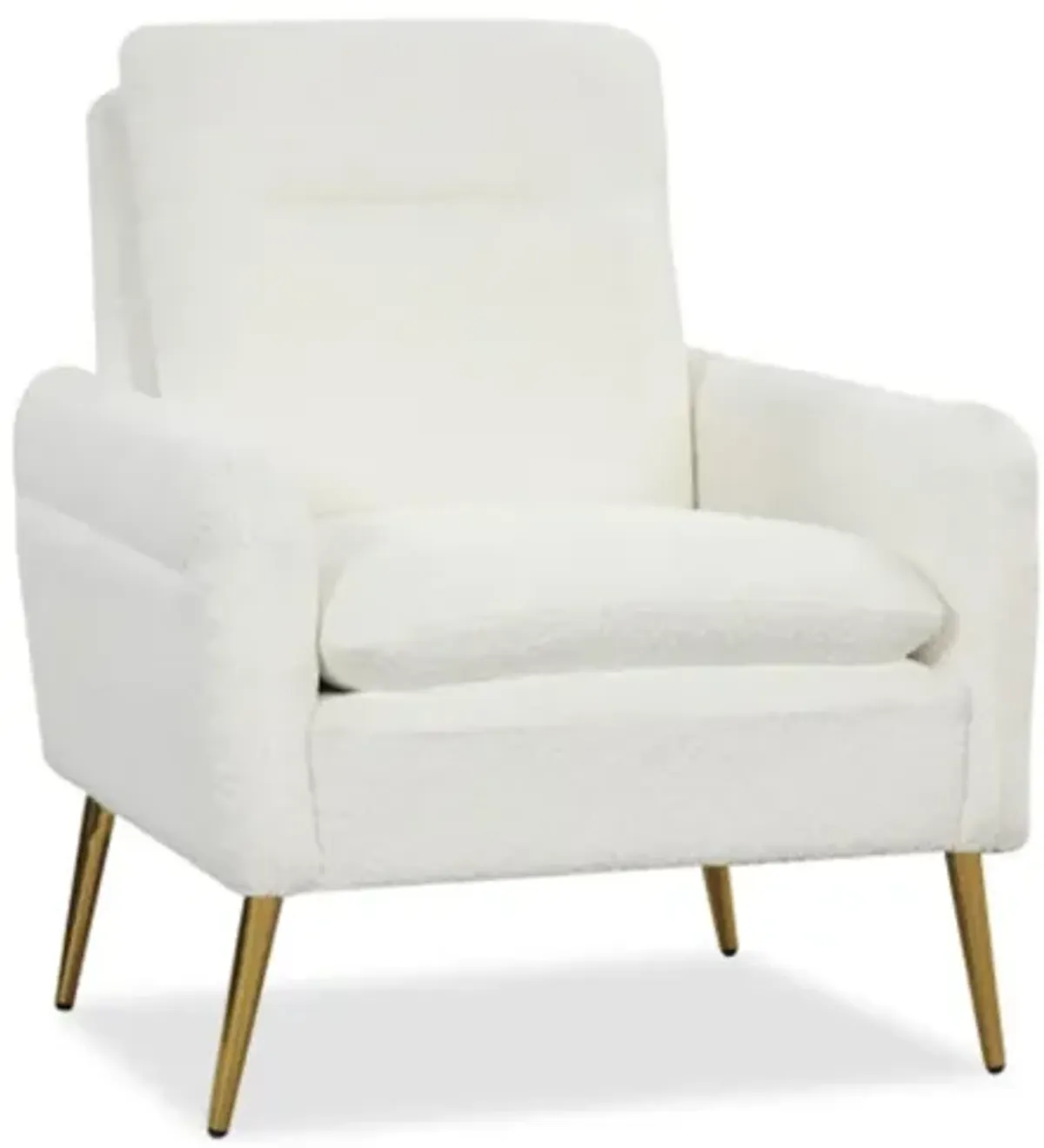 Hivvago Upholstered Sherpa Modern Accent Armchair for Living Room-White