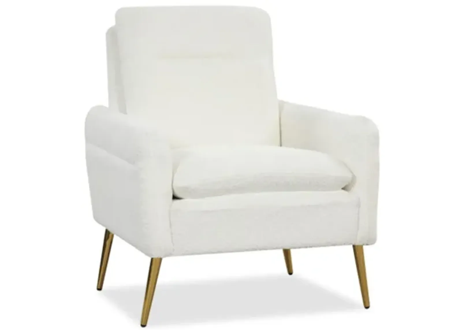 Hivvago Upholstered Sherpa Modern Accent Armchair for Living Room-White