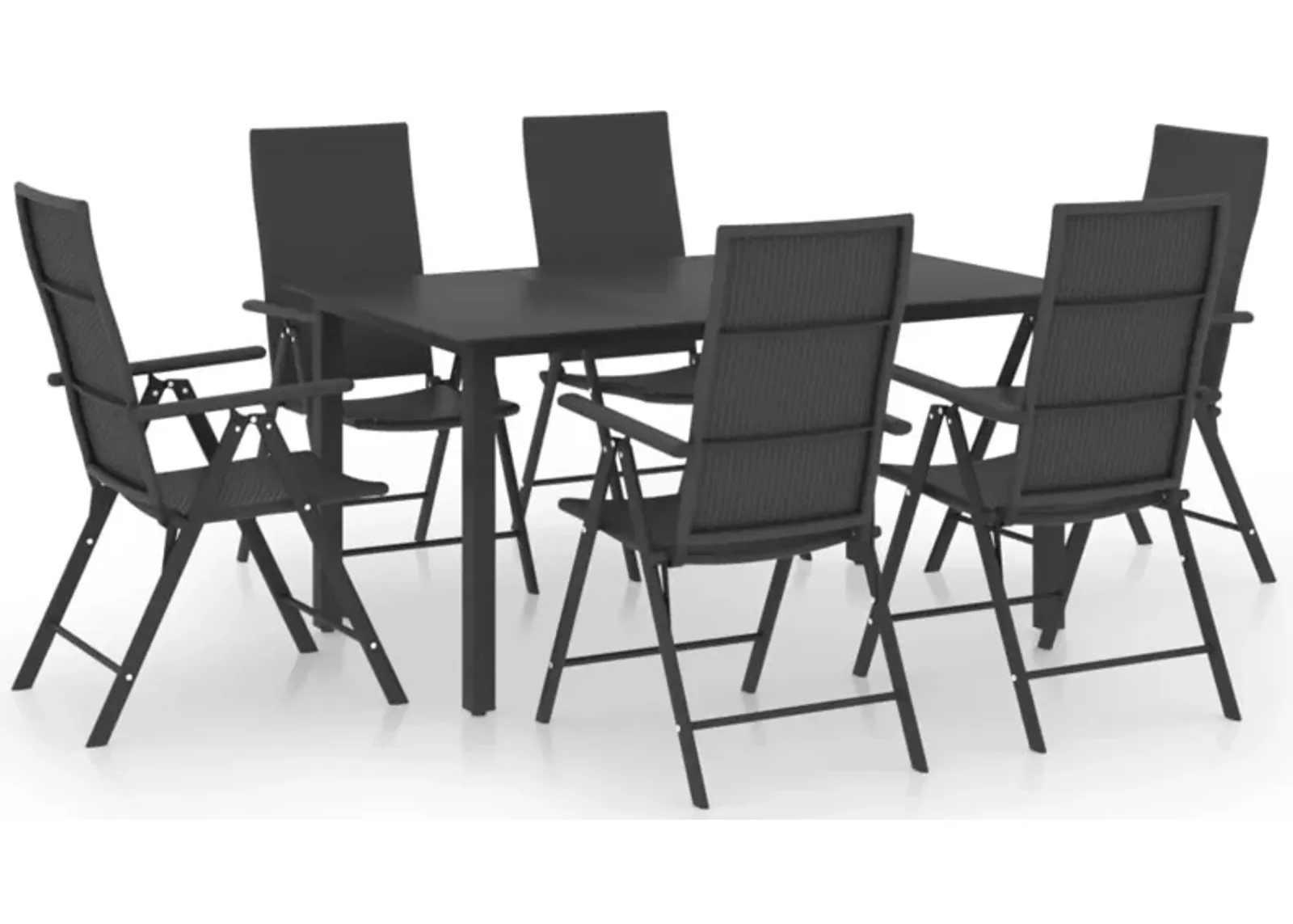 vidaXL 7 Piece Garden Dining Set Black