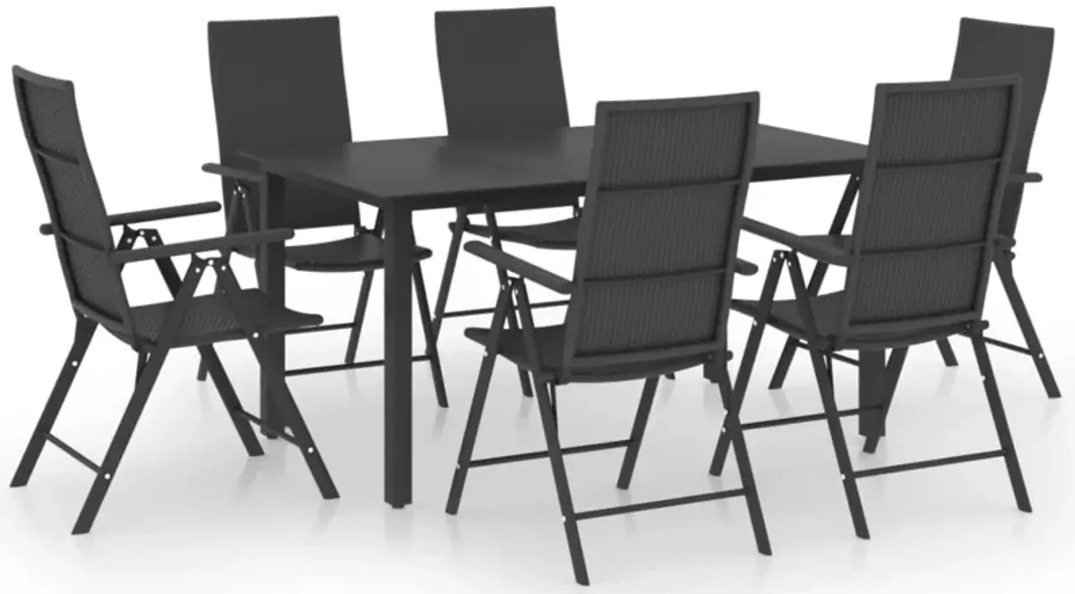 vidaXL 7 Piece Garden Dining Set Black