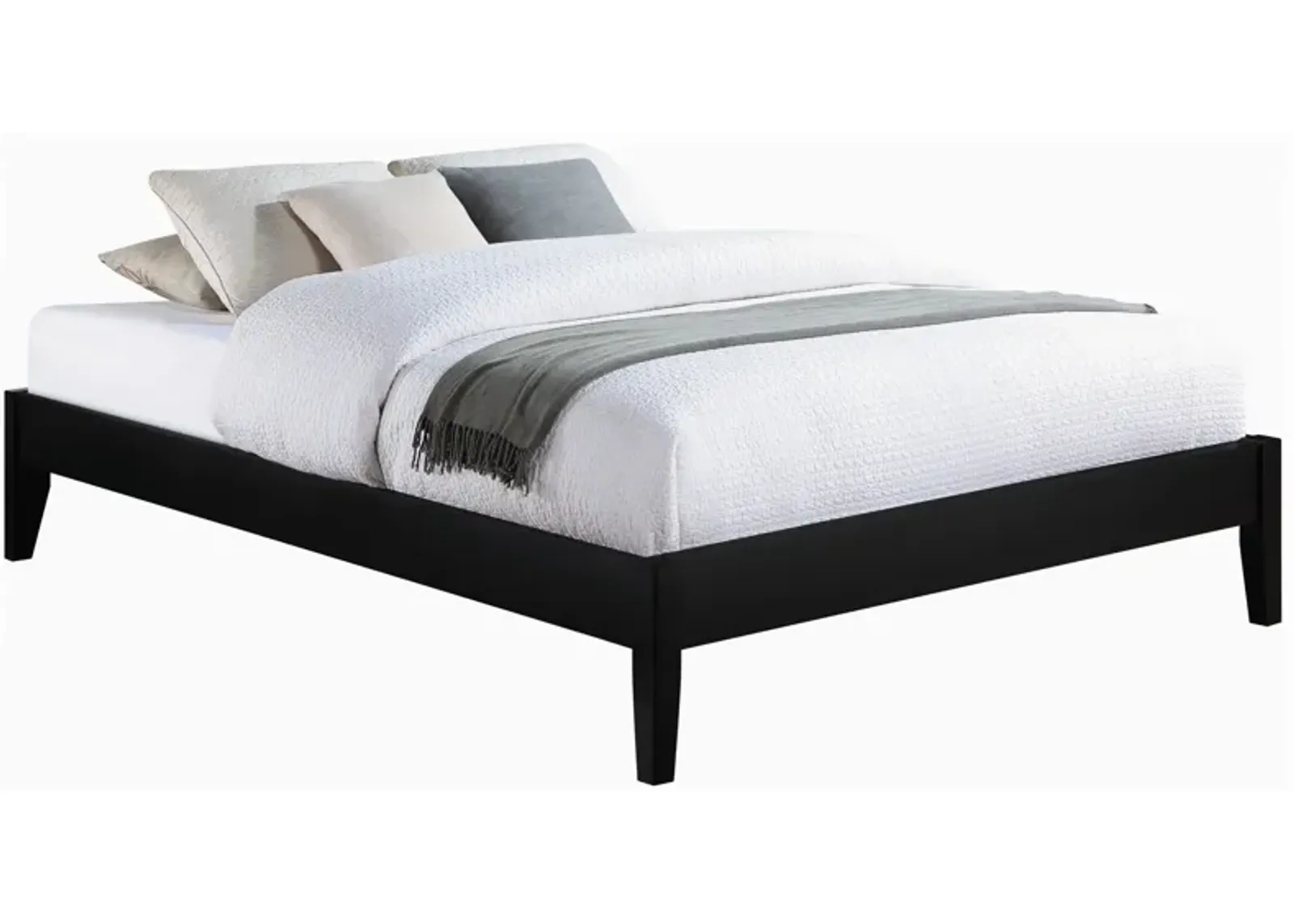 Cavi California King Platform Bed Frame, Low Profile Tapered Legs, Black - Benzara