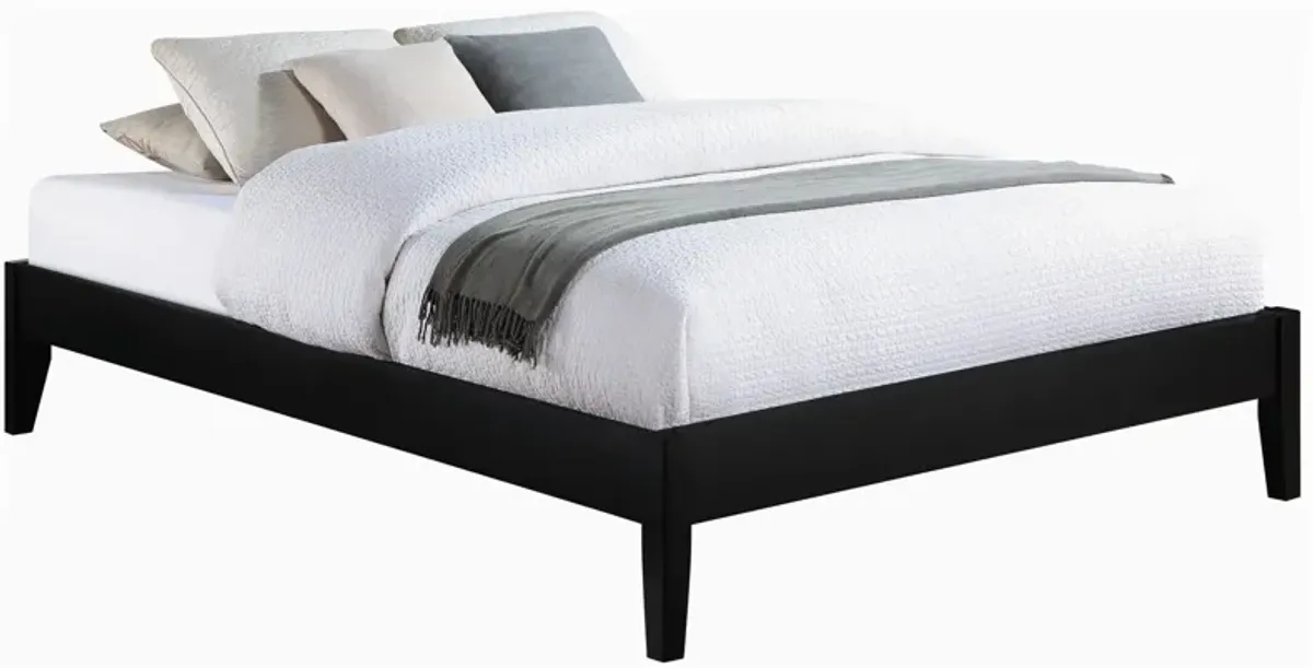 Cavi California King Platform Bed Frame, Low Profile Tapered Legs, Black - Benzara