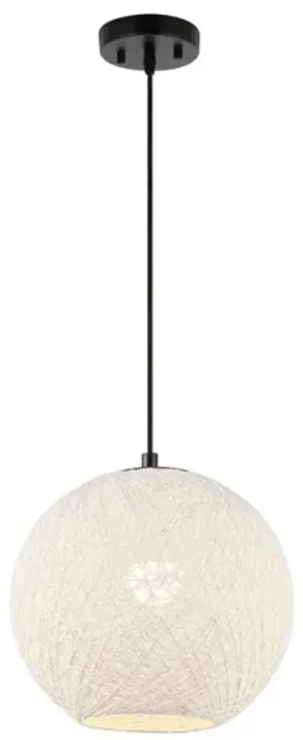 Lacey 1-Light Bohemian Minimalist Iron/Rope Woven Globe LED Pendant