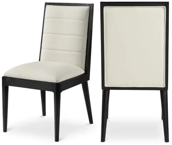 Meridian Furniture Bristol Cream Vegan Leather Dining Chair, Set of 2