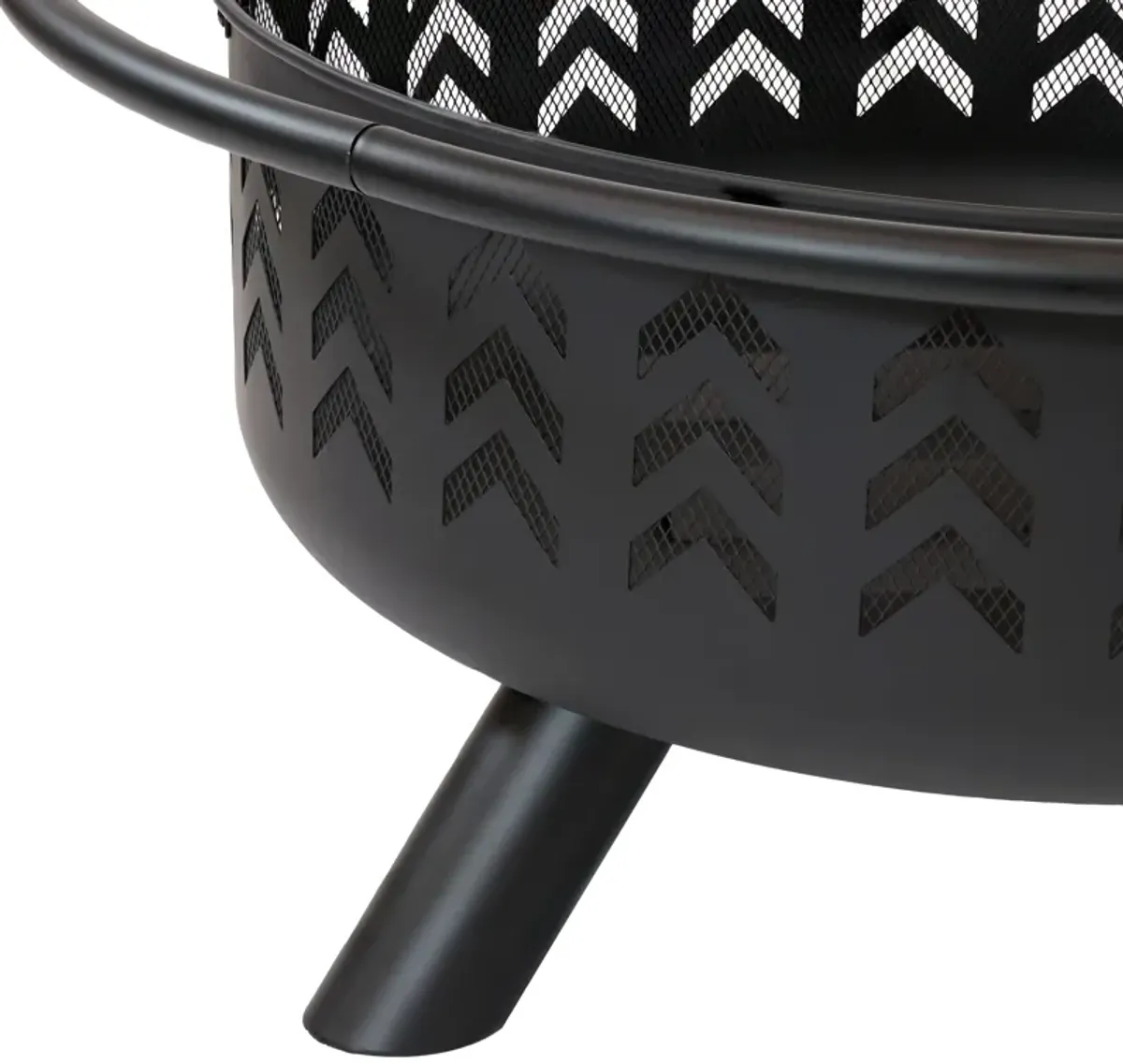 Sunnydaze 36 in Steel Arrow Motif Fire Pit with Spark Screen - Black