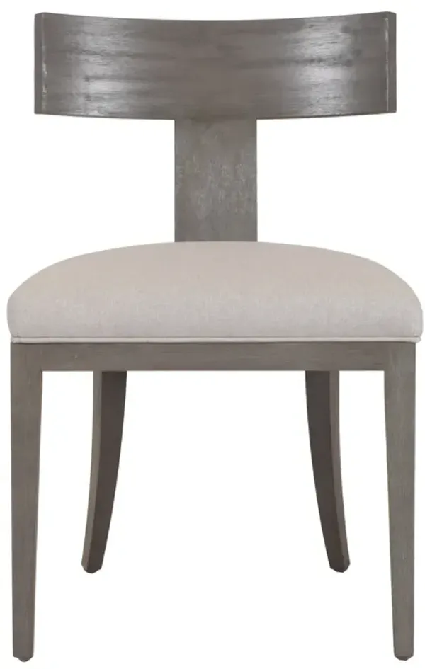 Cid Sten 21 Inch Dining Chair Set of 2, T Shape Back, Beige Linen, Gray - Benzara