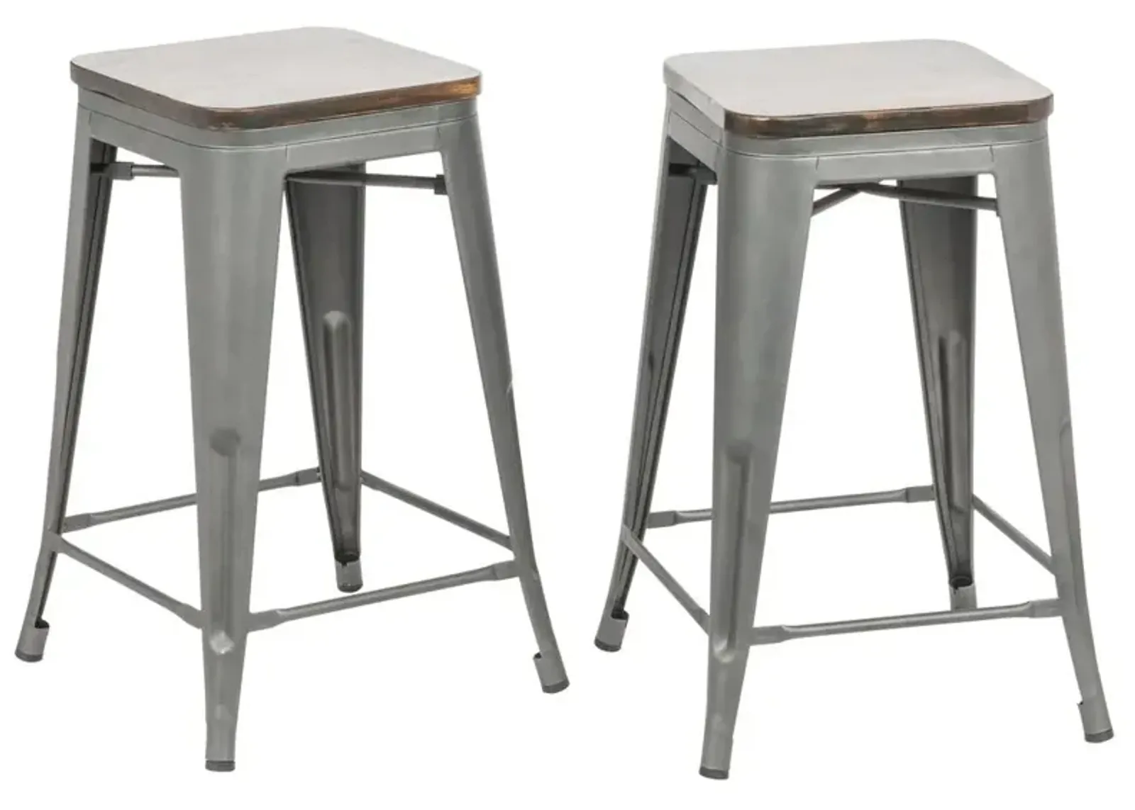 Carolina Living Cormac 24 Square Counter Stool - Set of 2 - Rustic Pewter/Elm