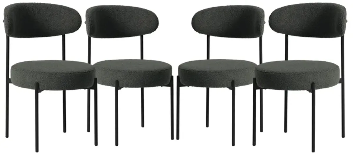 WestinTrends Mid-Century Modern Upholstered Sherpa Round Dining Chairs (Set of 4)