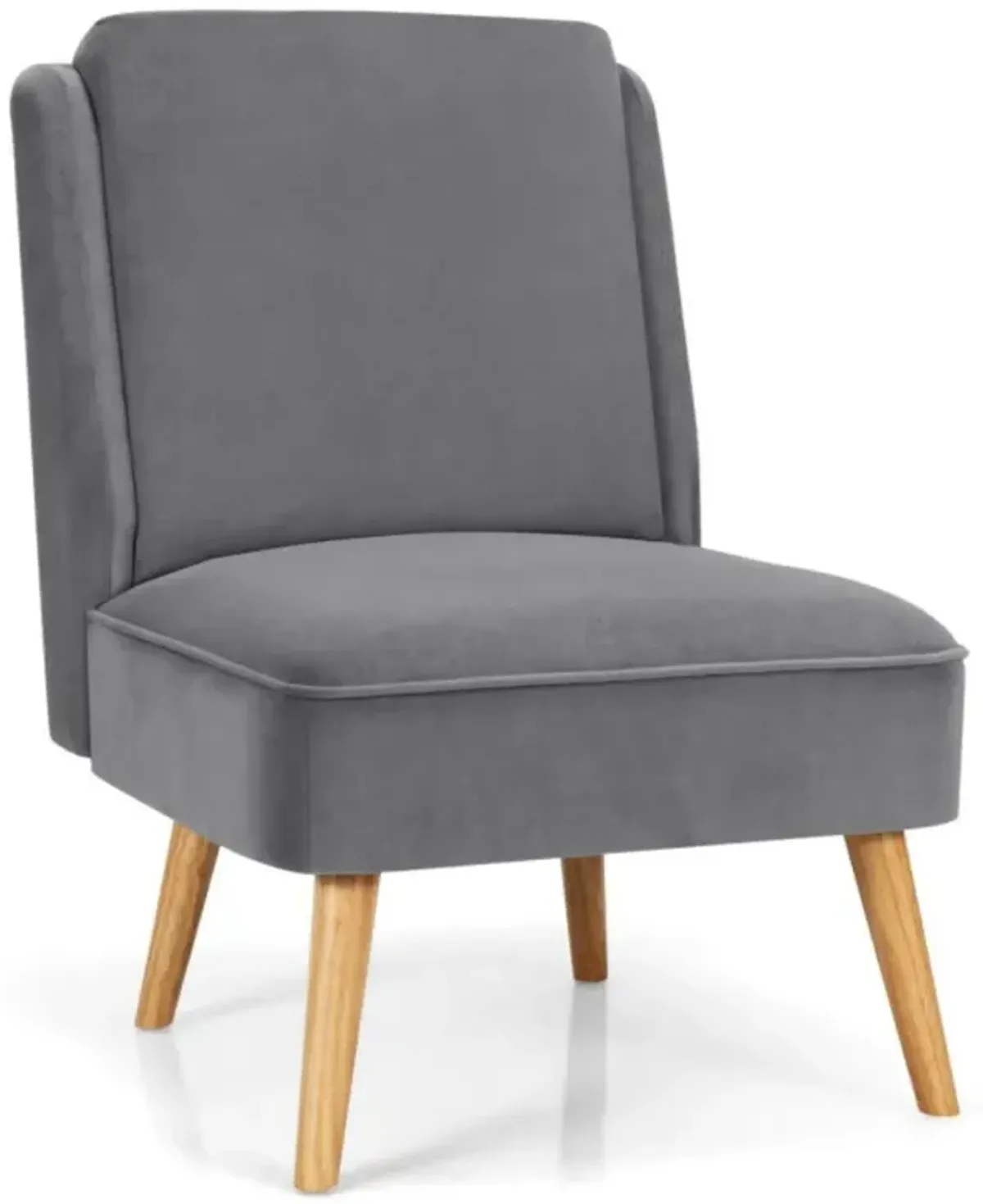 Hivvago Velvet Accent Armless Side Chair with Rubber Wood Legs for Bedroom