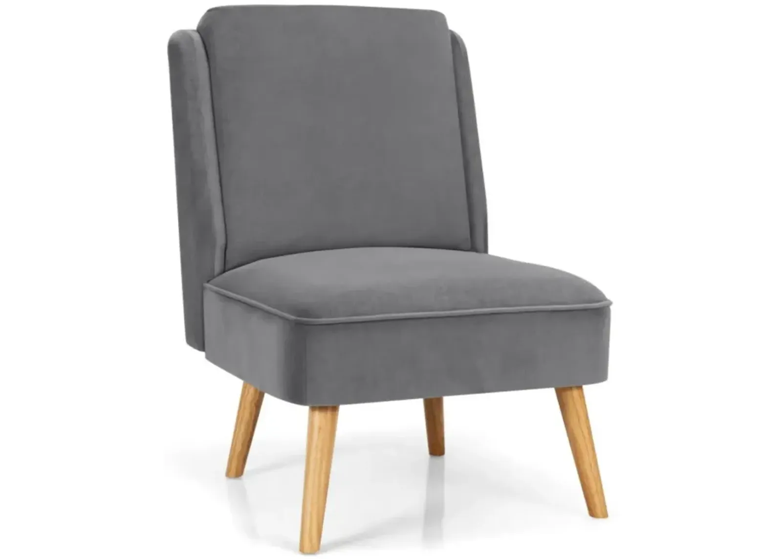 Hivvago Velvet Accent Armless Side Chair with Rubber Wood Legs for Bedroom