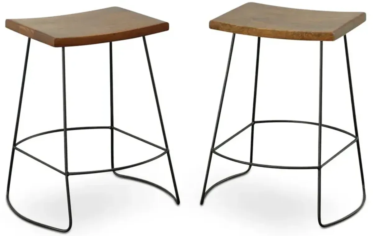 Carolina Living Reece 25 Saddle Seat Counter Stool - Set of 2 - Chestnut/Black