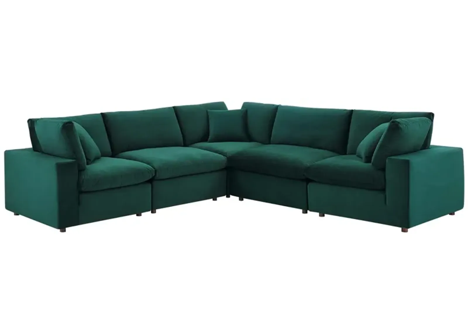 Commix Down Filled Overstuffed Performance Velvet 5-Piece Sectional Sofa